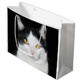 Schwarzweiss-Katzen-Porträt Große Geschenktüte (Vorderseite Schrägansicht)