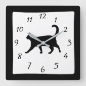 Schwarzweiss-Katzen-Uhr Quadratische Wanduhr (Vorderseite)