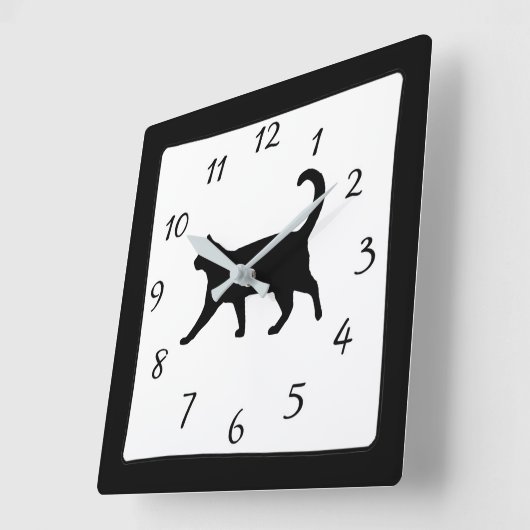 Schwarzweiss-Katzen-Uhr Quadratische Wanduhr (Winkel)