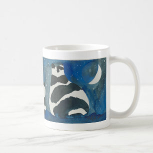 Schwarzweiss-Katzen unter Mond Kaffeetasse