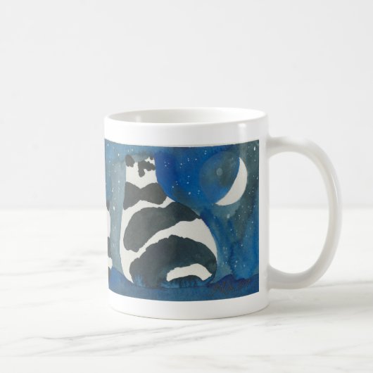 Schwarzweiss-Katzen unter Mond Kaffeetasse (Rechts)