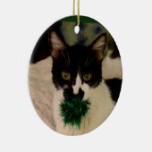 Schwarzweiss-Katzen-Verzierung Keramik Ornament (Rechts)