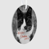 Schwarzweiss-Katzen-Weihnachten Ornament (Vorderseite)