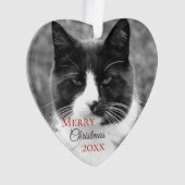 Schwarzweiss-Katzen-Weihnachten Ornament (Vorderseite)