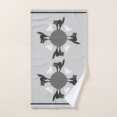 Schwarzweiss-Katzenkarussell auf grauem Badhandtuch Set (Handtuch)