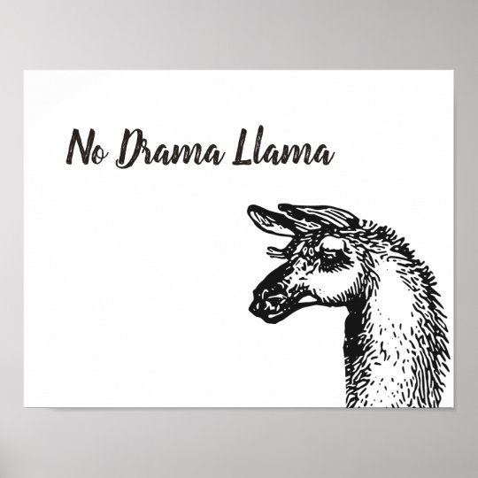 Schwarzweiss Keine Drama Lama Linie Kunst Zeichnen Poster Zazzle De