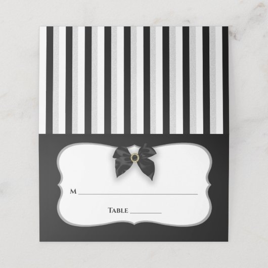 Schwarzweiß, klassische Imitate Bow/Ribbon, Hochze Platzkarte (Außenseite Aufgefaltet)