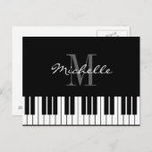 Schwarzweiss-Klavier befestigt Monogrammpostkarten Postkarte (Vorne/Hinten)