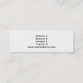 Schwarzweiß-Klavier Mini Visitenkarte (Rückseite)