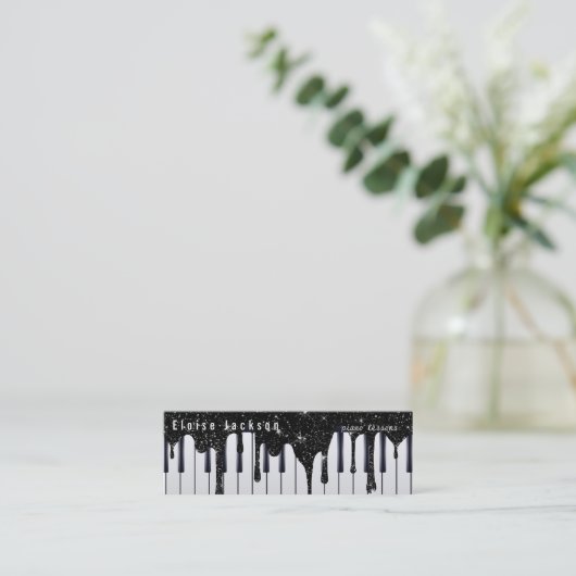 Schwarzweiß-Klavier Mini Visitenkarte (Stehend Vorderseite)