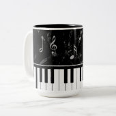 Schwarzweiss-Klavier-Musik-Kaffee-Tasse Zweifarbige Tasse (Vorderseite Links)