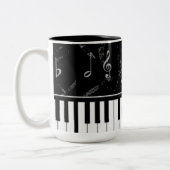 Schwarzweiss-Klavier-Musik-Kaffee-Tasse Zweifarbige Tasse (Links)