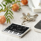 Schwarzweiss-Klavier-Musik-Schlüsselkette Schlüsselanhänger (Seite)