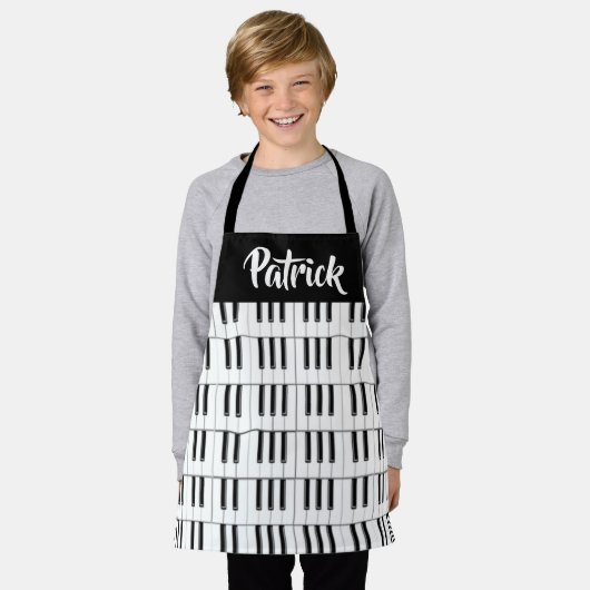 Schwarzweiß-Klaviermuster Schürze (Getragen)