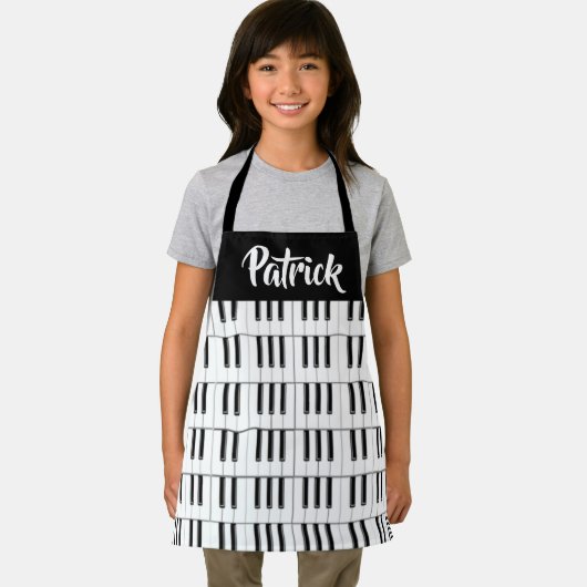 Schwarzweiß-Klaviermuster Schürze (Insitu)