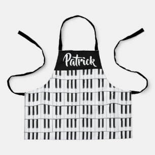 Schwarzweiß-Klaviermuster Schürze