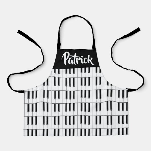 Schwarzweiß-Klaviermuster Schürze (Vorderseite)