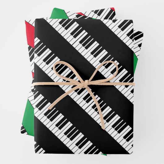 Schwarzweiß-Klaviertasten, die Papierblätter umhül Geschenkpapier Set (Beispiel)
