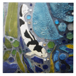 Schwarzweiss-Koi Fliese