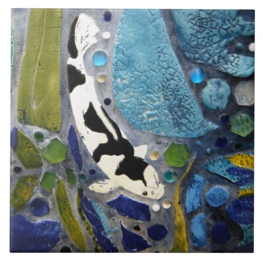 Schwarzweiss-Koi Fliese (Vorderseite)