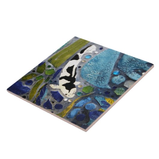 Schwarzweiss-Koi Fliese (Seite)