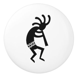 Schwarzweiss-Kokopelli Muster-Südwestentwurf Keramikknauf
