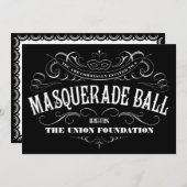 Schwarzweiss-Kostümball-Einladungen Einladung (Vorne/Hinten)