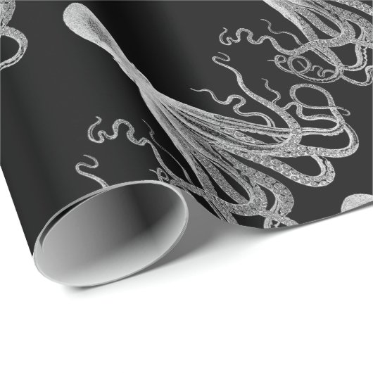 Schwarzweiss-Krake Geschenkpapier (Rolleneckpunkt)