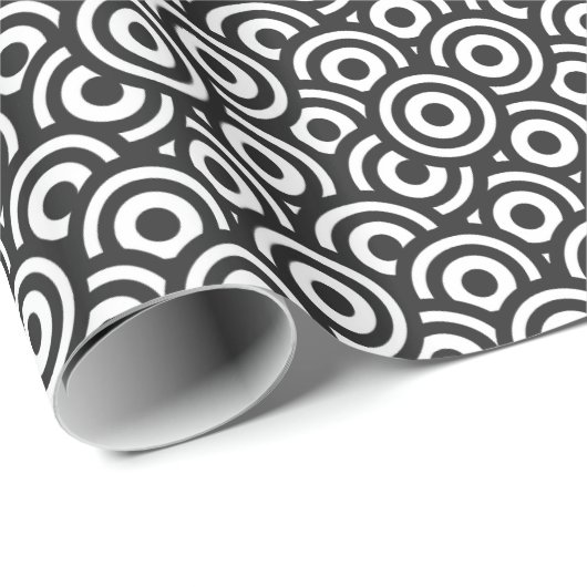 Schwarzweiss-Kreise Geschenkpapier (Rolleneckpunkt)