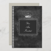 Schwarzweiss-Kronen-Hochzeits-Einladungen Einladung (Vorne/Hinten)