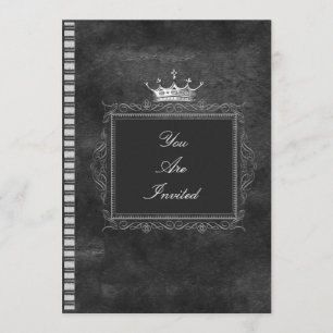 Schwarzweiss-Kronen-Hochzeits-Einladungen Einladung