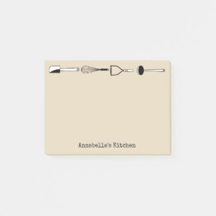 Schwarzweiss-Küchen-Geräte personifizieren Post-it Klebezettel