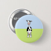 Schwarzweiss-Kuh-Cartoon. Front Button (Vorne & Hinten)
