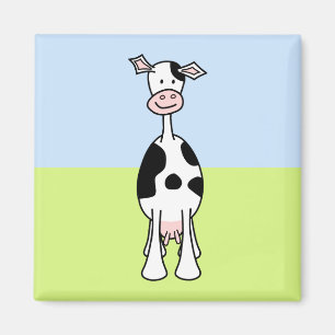 Schwarzweiss-Kuh-Cartoon. Front Magnet