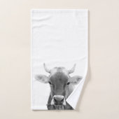 Schwarzweiss-Kuh-Foto Badhandtuch Set (Handtuch)