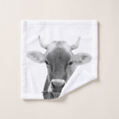 Schwarzweiss-Kuh-Foto Badhandtuch Set (Waschlappen)
