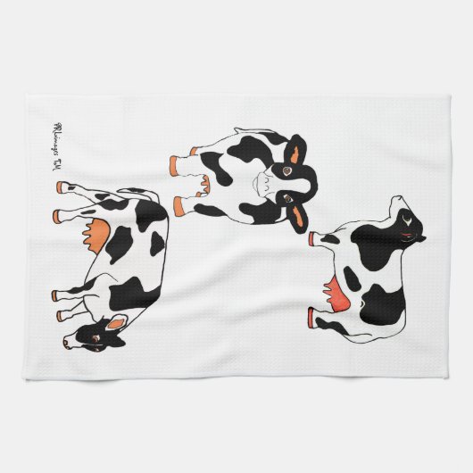Schwarzweiss-Kuh-Geschirrtuch Handtuch (Horizontal)