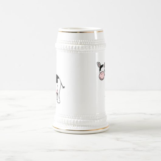 Schwarzweiss-Kuh-Karikatur Bierglas (Mittel)
