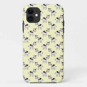 Schwarzweiss-Kuh-Muster auf hellgelbem Case-Mate iPhone Hülle