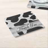 Schwarzweiß-Kuh Print Vielen Dank Rechteckiger Pappuntersetzer (angewinkelt)