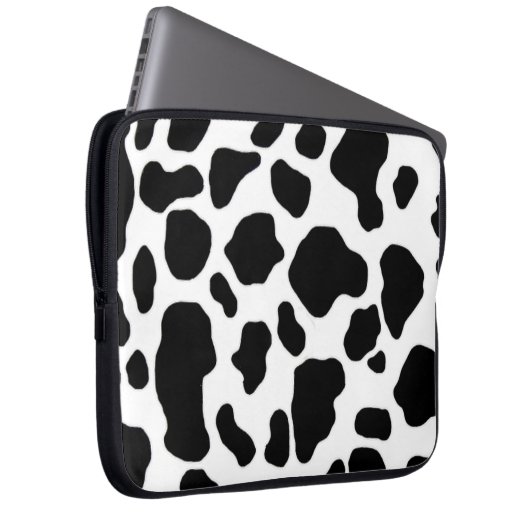 Schwarzweiss-Kuhdruck-Laptophülse Laptopschutzhülle (Vorne Rechts)