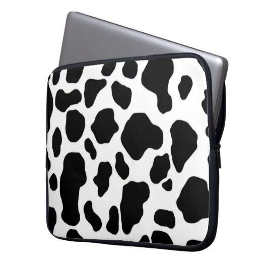 Schwarzweiss-Kuhdruck-Laptophülse Laptopschutzhülle (Vorderseite Links)