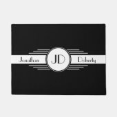 Schwarzweiss-Kunst-Deko mit Monogramm Fußmatte (Vorderseite)