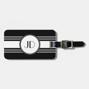 Schwarzweiss-Kunst-Deko mit Monogramm Gepäckanhänger