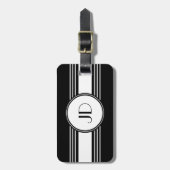 Schwarzweiss-Kunst-Deko mit Monogramm Gepäckanhänger (Vorderseite vertikal)