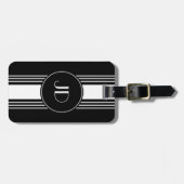 Schwarzweiss-Kunst-Deko mit Monogramm Gepäckanhänger (Vorderseite horizontal)