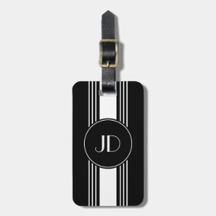 Schwarzweiss-Kunst-Deko mit Monogramm Gepäckanhänger