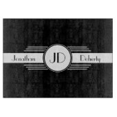 Schwarzweiss-Kunst-Deko-mit Monogramm Schneidebrett (Vorderseite)