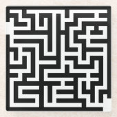 Schwarzweiss-Labyrinth Glasuntersetzer (Vorderseite)