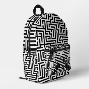 Schwarzweiß-Labyrinth-Maze Bedruckter Rucksack